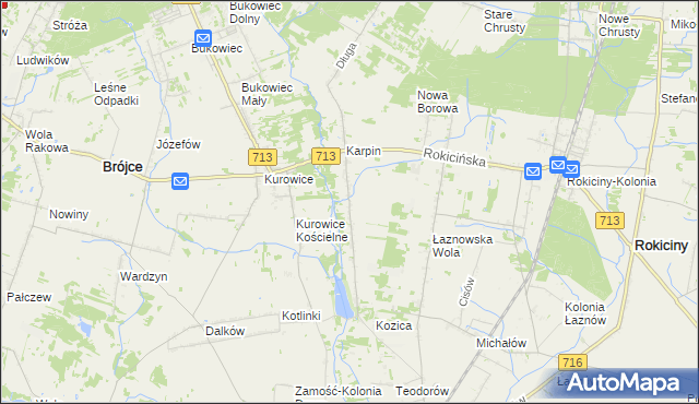 mapa Kotliny gmina Brójce, Kotliny gmina Brójce na mapie Targeo
