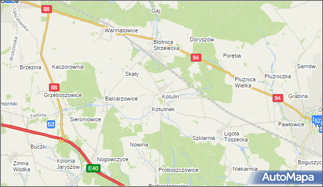mapa Kotulin gmina Toszek, Kotulin gmina Toszek na mapie Targeo