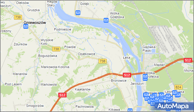 mapa Kowala gmina Puławy, Kowala gmina Puławy na mapie Targeo