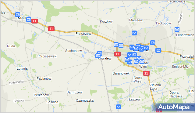 mapa Kowalew gmina Pleszew, Kowalew gmina Pleszew na mapie Targeo