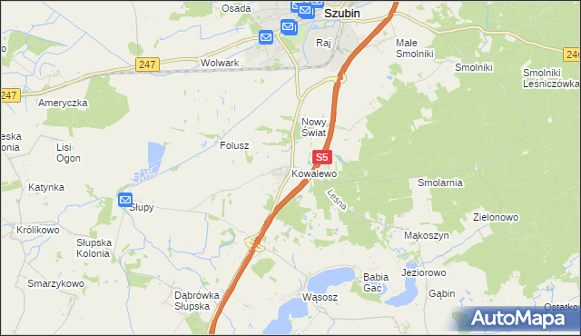 mapa Kowalewo gmina Szubin, Kowalewo gmina Szubin na mapie Targeo