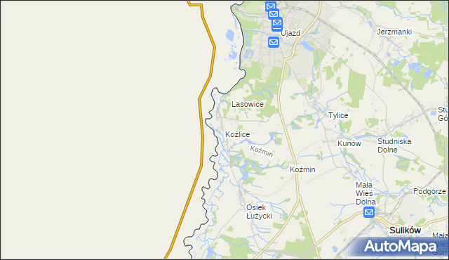 mapa Koźlice gmina Zgorzelec, Koźlice gmina Zgorzelec na mapie Targeo