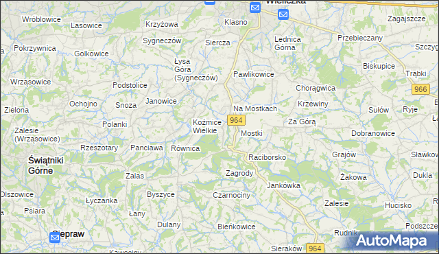 mapa Koźmice Małe, Koźmice Małe na mapie Targeo