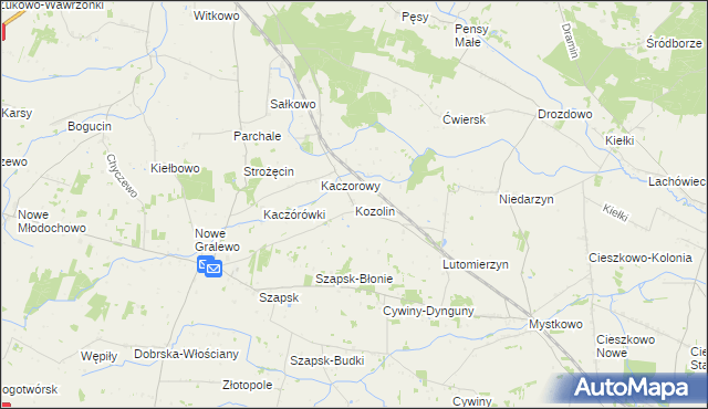 mapa Kozolin, Kozolin na mapie Targeo