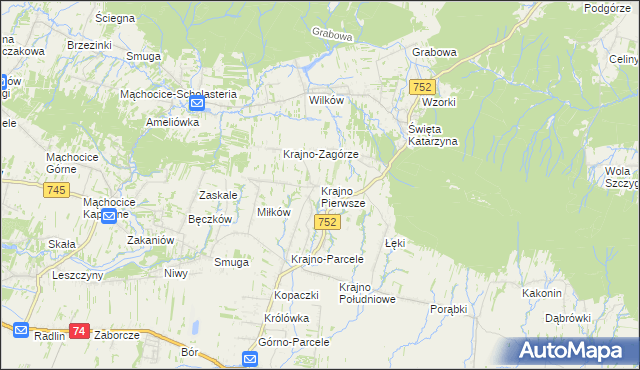 mapa Krajno Pierwsze, Krajno Pierwsze na mapie Targeo