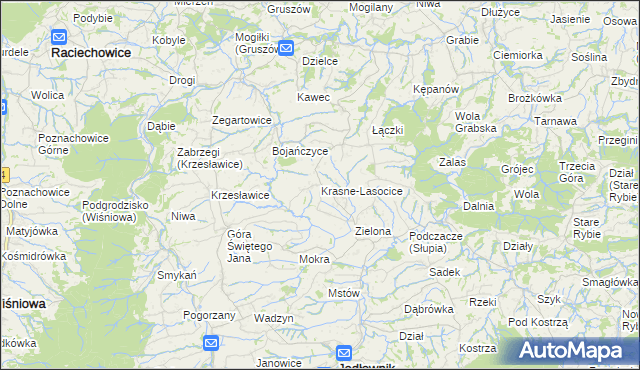 mapa Krasne-Lasocice, Krasne-Lasocice na mapie Targeo