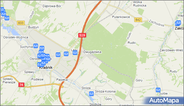 mapa Kraśnik powiat kraśnicki, Kraśnik powiat kraśnicki na mapie Targeo