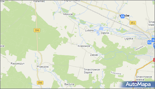 mapa Krasowice, Krasowice na mapie Targeo