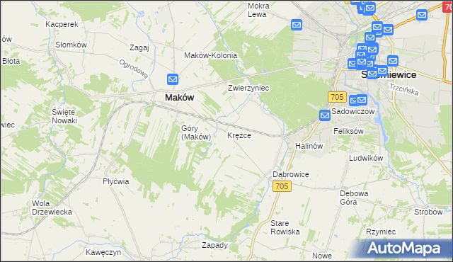 mapa Krężce, Krężce na mapie Targeo
