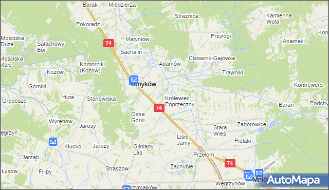 mapa Królewiec Poprzeczny, Królewiec Poprzeczny na mapie Targeo