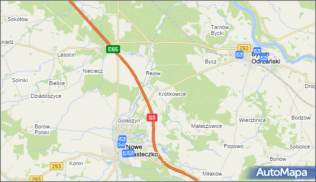 mapa Królikowice gmina Bytom Odrzański, Królikowice gmina Bytom Odrzański na mapie Targeo