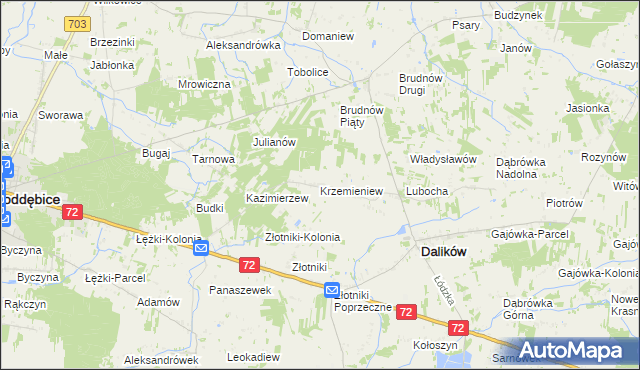 mapa Krzemieniew, Krzemieniew na mapie Targeo