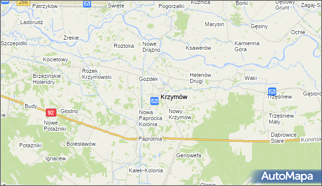 mapa Krzymów powiat koniński, Krzymów powiat koniński na mapie Targeo