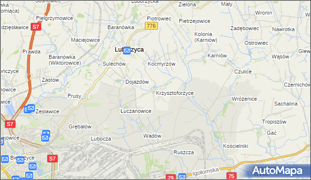mapa Krzysztoforzyce, Krzysztoforzyce na mapie Targeo