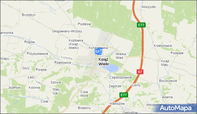 mapa Książ Wielki, Książ Wielki na mapie Targeo