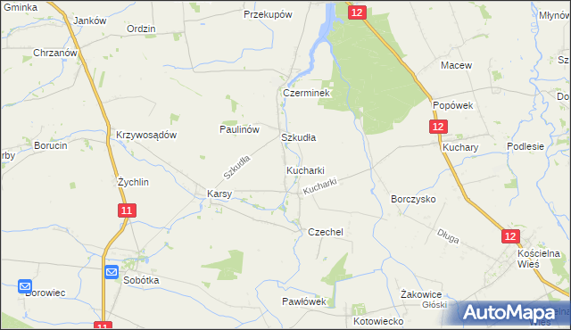 mapa Kucharki, Kucharki na mapie Targeo