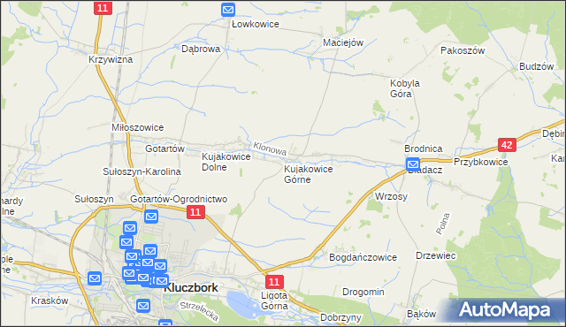 mapa Kujakowice Górne, Kujakowice Górne na mapie Targeo