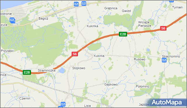 mapa Kukinia, Kukinia na mapie Targeo