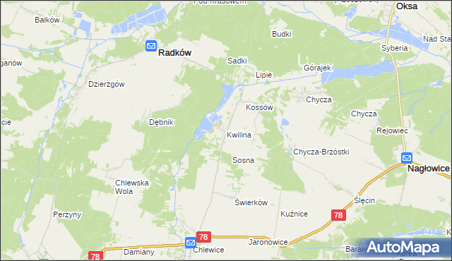 mapa Kwilina, Kwilina na mapie Targeo
