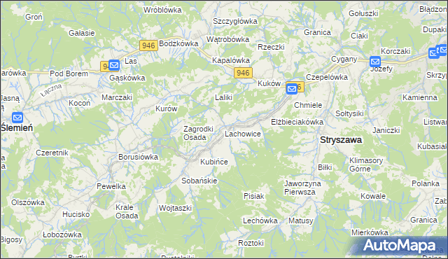 mapa Lachowice, Lachowice na mapie Targeo