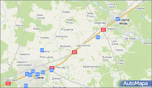 mapa Łąg-Kolonia, Łąg-Kolonia na mapie Targeo