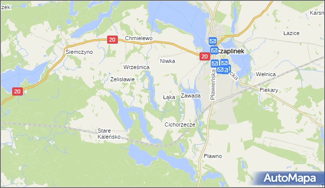 mapa Łąka gmina Czaplinek, Łąka gmina Czaplinek na mapie Targeo