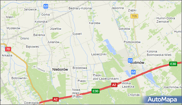 mapa Łasieczniki, Łasieczniki na mapie Targeo