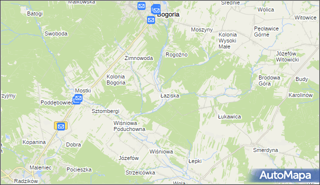 mapa Łaziska gmina Staszów, Łaziska gmina Staszów na mapie Targeo