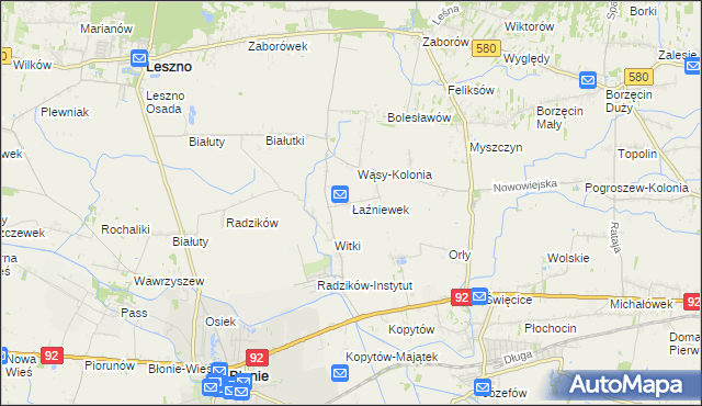 mapa Łaźniewek, Łaźniewek na mapie Targeo