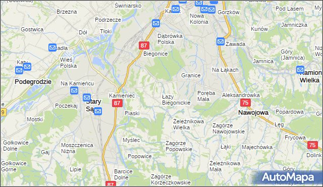 mapa Łazy Biegonickie, Łazy Biegonickie na mapie Targeo
