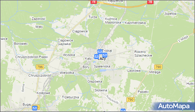 mapa Łazy powiat zawierciański, Łazy powiat zawierciański na mapie Targeo