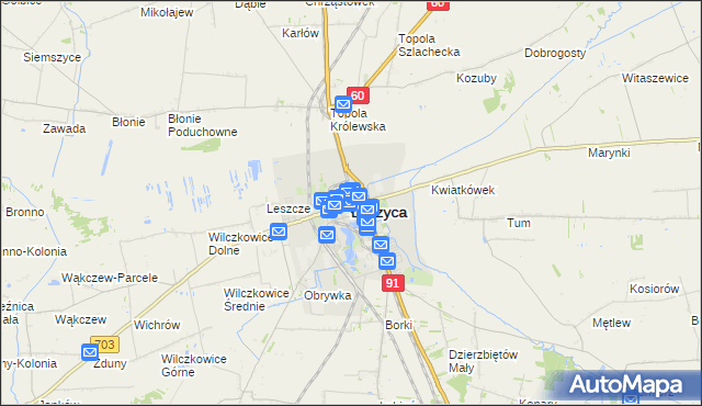 mapa Łęczyca, Łęczyca na mapie Targeo