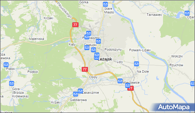 mapa Leżajsk, Leżajsk na mapie Targeo