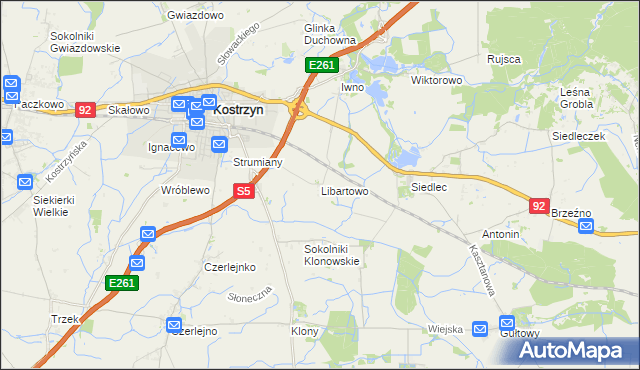 mapa Libartowo, Libartowo na mapie Targeo