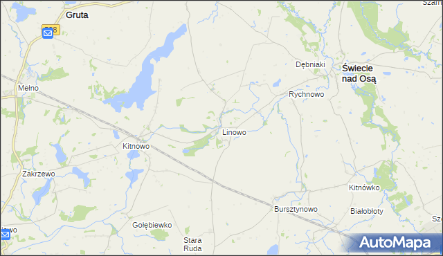 mapa Linowo gmina Świecie nad Osą, Linowo gmina Świecie nad Osą na mapie Targeo