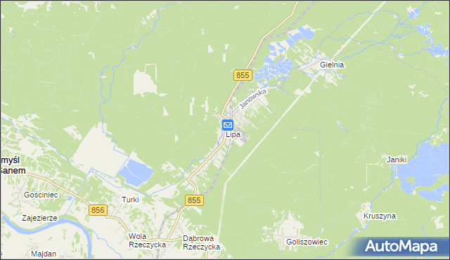 mapa Lipa gmina Zaklików, Lipa gmina Zaklików na mapie Targeo