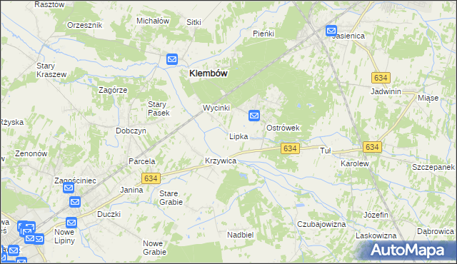 mapa Lipka gmina Klembów, Lipka gmina Klembów na mapie Targeo