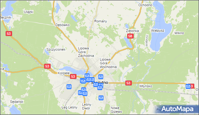 mapa Lipowa Góra Wschodnia, Lipowa Góra Wschodnia na mapie Targeo