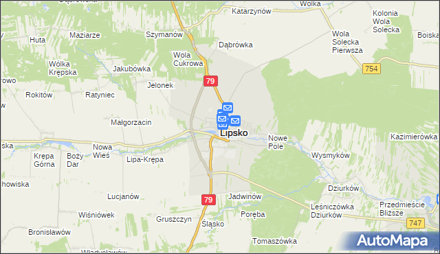 mapa Lipsko, Lipsko na mapie Targeo