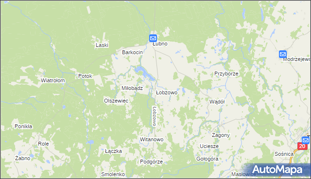 mapa Łobzowo gmina Kołczygłowy, Łobzowo gmina Kołczygłowy na mapie Targeo
