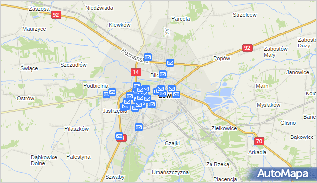 mapa Łowicza, Łowicz na mapie Targeo