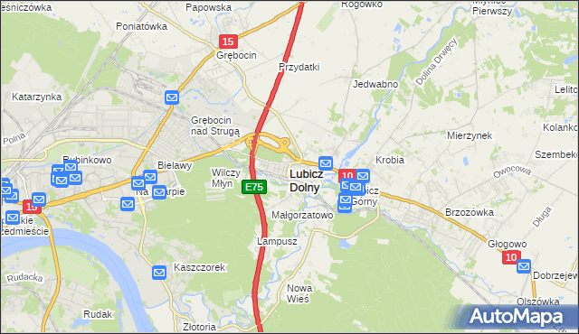 mapa Lubicz Dolny, Lubicz Dolny na mapie Targeo