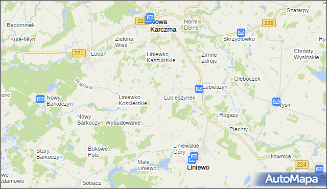 mapa Lubieszynek gmina Liniewo, Lubieszynek gmina Liniewo na mapie Targeo