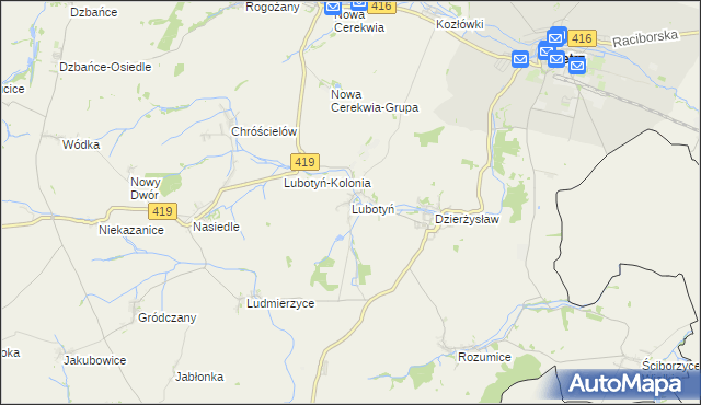 mapa Lubotyń gmina Kietrz, Lubotyń gmina Kietrz na mapie Targeo