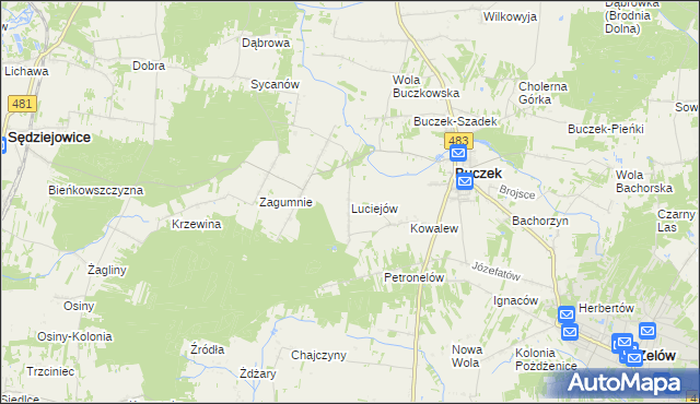 mapa Luciejów, Luciejów na mapie Targeo