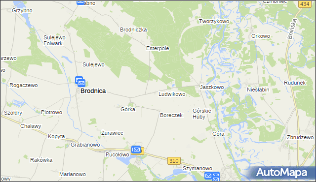 mapa Ludwikowo gmina Brodnica, Ludwikowo gmina Brodnica na mapie Targeo