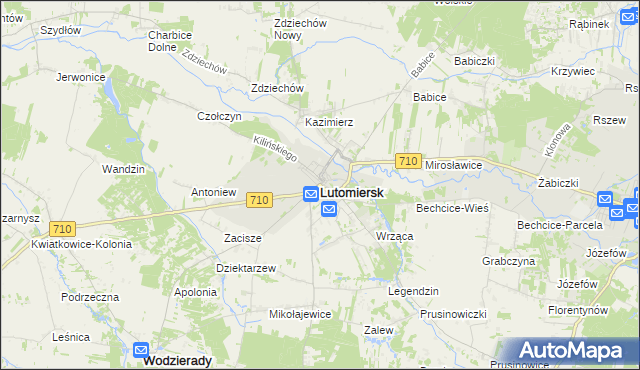 mapa Lutomiersk, Lutomiersk na mapie Targeo