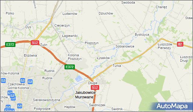 mapa Łysaków gmina Wólka, Łysaków gmina Wólka na mapie Targeo