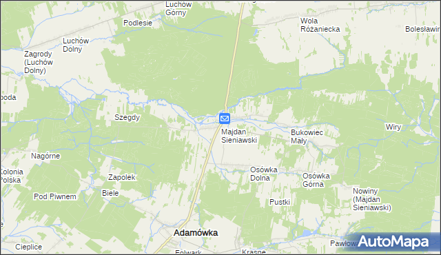 mapa Majdan Sieniawski, Majdan Sieniawski na mapie Targeo