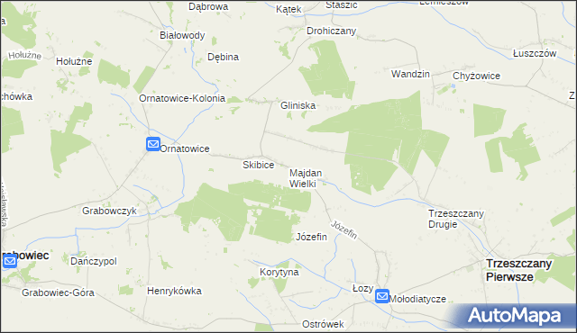 mapa Majdan Wielki gmina Trzeszczany, Majdan Wielki gmina Trzeszczany na mapie Targeo